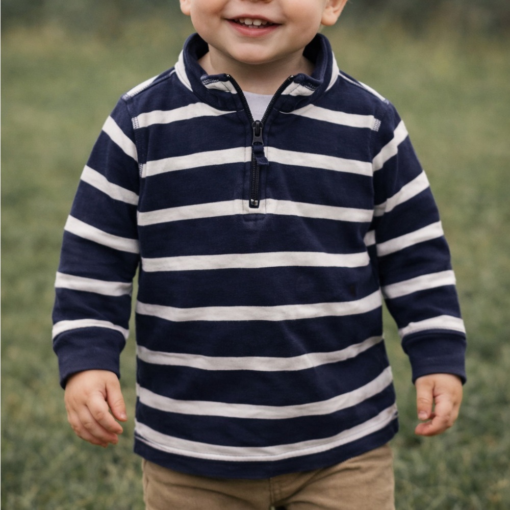 Hanna Andersson Navy and White Striped Kids Cotton Sweatshirt